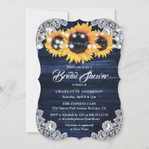 Navy Blue Yellow Sunflower Wood Lace Brautparty