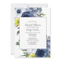 Navy Blue Yellow White Floral Brautparty