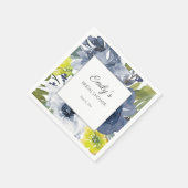 Navy Blue Yellow White Floral Brautparty Serviette (Ecke)