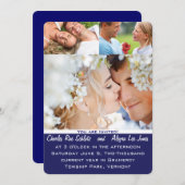 Navy Blue Your Foto Wedding Einladung (Vorne/Hinten)