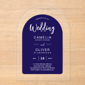 Navy Blue Zazzle Acrylic Wedding Einladungen (Vorderseite)