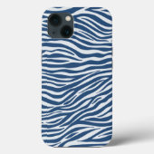 Navy Blue Zebra Animal Stripes Muster Case-Mate iPhone Hülle (Rückseite)