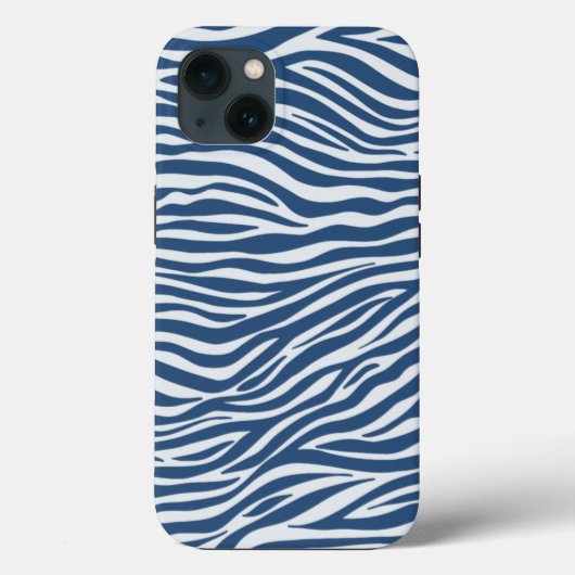 Navy Blue Zebra Animal Stripes Muster Case-Mate iPhone Hülle (Rückseite)