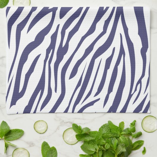Navy Blue Zebra Muster Geschirrtuch (Gefaltet)