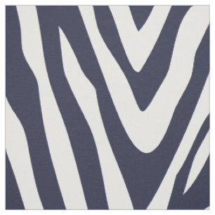 Navy Blue Zebra Print Large Scale Stoff