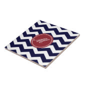 Navy Blue Zickzack mit Monogram Tiles Fliese (Seite)