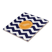 Navy Blue Zickzack mit Monogram Tiles Fliese (Seite)