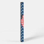 Navy Blue Zickzack Pattern | Korallenmonogramm iPhone Hülle (Rechte Seite)