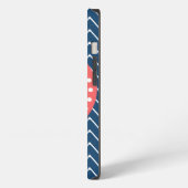 Navy Blue Zickzack Pattern | Korallenmonogramm iPhone Hülle (Linke Seite)