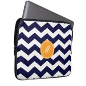 Navy Blue Zickzack Pattern Laptop Sleeve (Vorne Rechts)