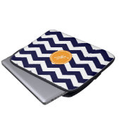 Navy Blue Zickzack Pattern Laptop Sleeve (Vorne Knopf)
