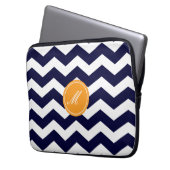 Navy Blue Zickzack Pattern Laptop Sleeve (Vorderseite Links)