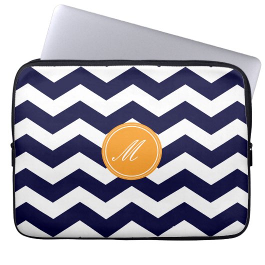 Navy Blue Zickzack Pattern Laptop Sleeve (Vorderseite)