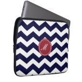 Navy Blue Zickzack Pattern Laptop Sleeve (Vorne Rechts)