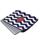 Navy Blue Zickzack Pattern Laptop Sleeve (Vorne Knopf)