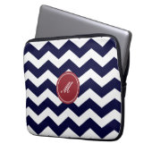 Navy Blue Zickzack Pattern Laptop Sleeve (Vorderseite Links)