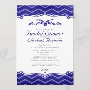 Navy Blue Zigzag Bridal Dusche Einladungen