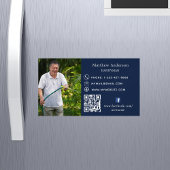 Navy Blue Zuhause repariert Foto QR Code Handyman Magnetische Visitenkarte