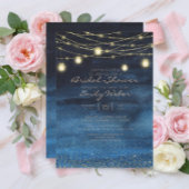 Navy BlueGold String Lights Lanterns Brautparty Einladung