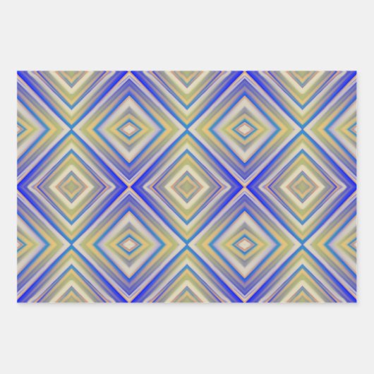 Navy Blues Alternative Diamond Pattern Geschenkpapier Set (Vorderseite)