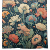 Navy Blümchen Duschvorhang (Vorderseite)