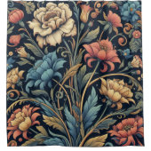Navy Blümchen Duschvorhang (Vorderseite)