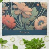 Navy Blümchen Geschirrtuch (Gefaltet)