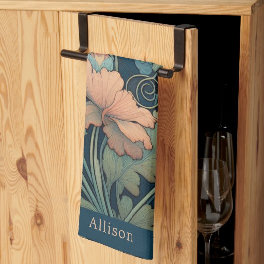 Navy Blümchen Geschirrtuch (Drittel gefaltet)