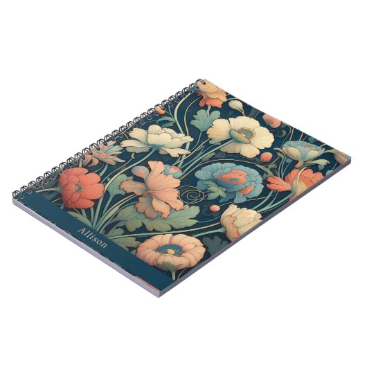 Navy Blümchen Notizblock (Linke Seite)