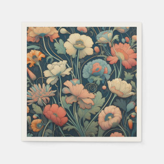 Navy Blümchen Serviette