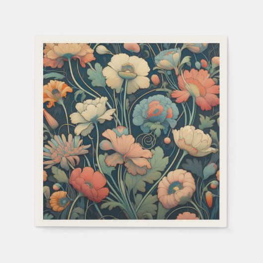 Navy Blümchen Serviette (Vorderseite)
