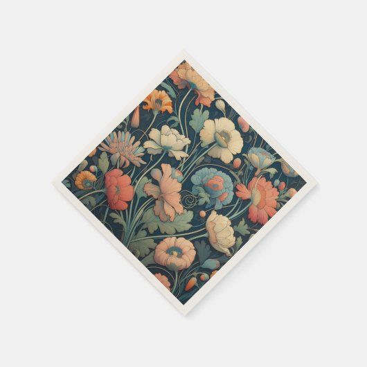 Navy Blümchen Serviette (Ecke)