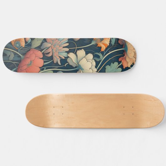 Navy Blümchen Skateboard (Horizontal)