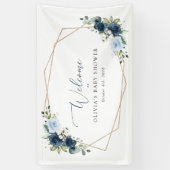 Navy Blume, Blumen, Babydusche Empfang Banner (Vertikal)
