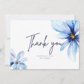 Navy Blume Minimalistisches elegantes Brautparty Dankeskarte (Vorderseite)