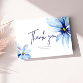 Navy Blume Minimalistisches elegantes Brautparty Dankeskarte