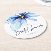 Navy Blume Minimalistisches elegantes Brautparty Runder Pappuntersetzer (Angewinkelt)