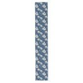Navy Blumen Blau-Weißer Tischläufer (Vorderseite)