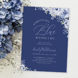 Navy-Blumen-Etwas-Blau-Brautparty Einladung