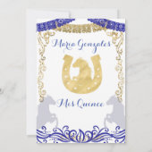 Navy Blumen Gold Quinceanera Einladung (Rückseite)