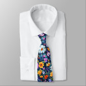 Navy-Blumen-Hochzeit Krawatte (Gebunden)