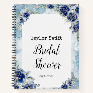 Navy-Blumen-Hochzeitsdusche-Geschenk-Tracker Notizblock