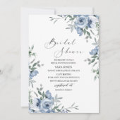 Navy Blumen und Blätter Brautparty Einladung (Vorderseite)