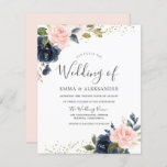 Navy & Blush auf eine budgetäre Hochzeitseinladung<br><div class="desc">Navy & Blush auf eine günstige Hochzeit Einladung Eine günstigere Alternative als eine normale Einladung.</div>