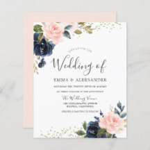 Navy & Blush auf eine budgetäre Hochzeitseinladung