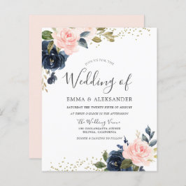 Navy & Blush auf eine budgetäre Hochzeitseinladung
