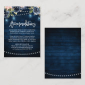 Navy Blush Bloral Rustic String Light Unterkunft Begleitkarte (Vorne/Hinten)