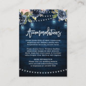 Navy Blush Bloral Rustic String Light Unterkunft Begleitkarte (Vorderseite)
