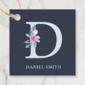 NAVY BLUSH BLUE FLORAL ALPHABETS NAME LETTER D GESCHENKANHÄNGER (Vorderseite)