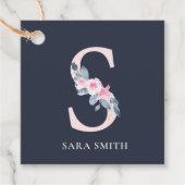 NAVY BLUSH BLUE FLORAL ALPHABETS NAME LETTER S GESCHENKANHÄNGER (Vorderseite)